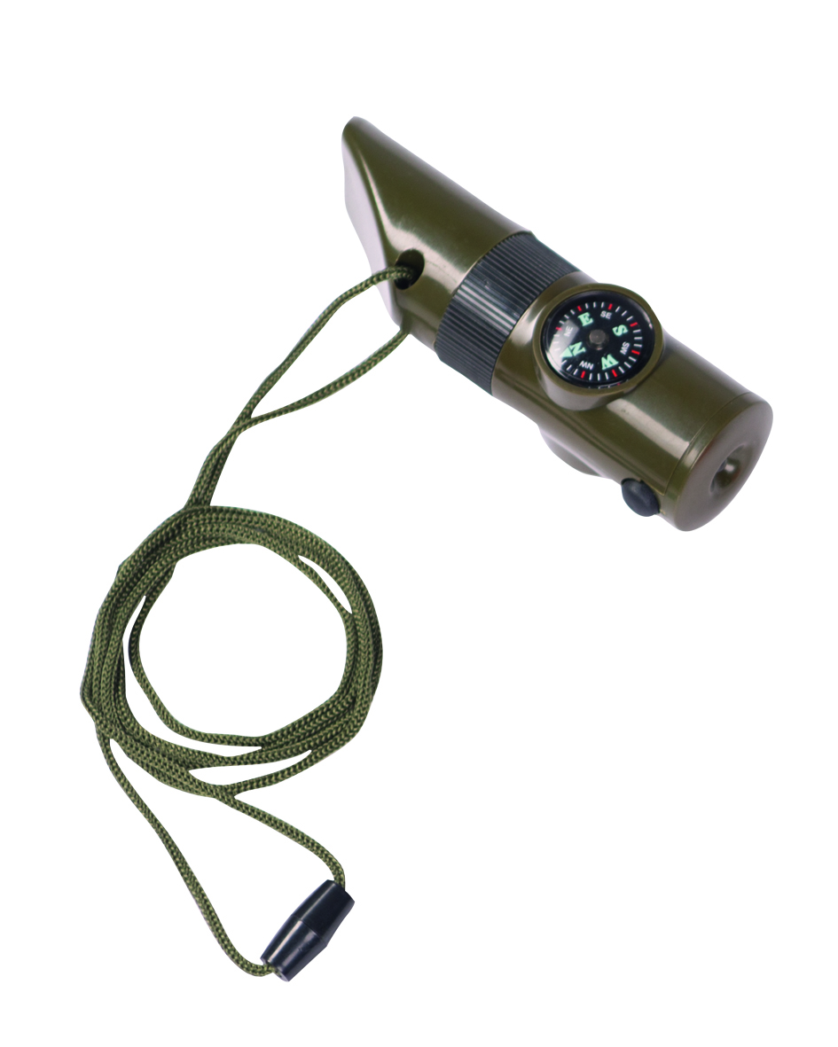 Píšťalka Signální 6v1s kompasem oliv