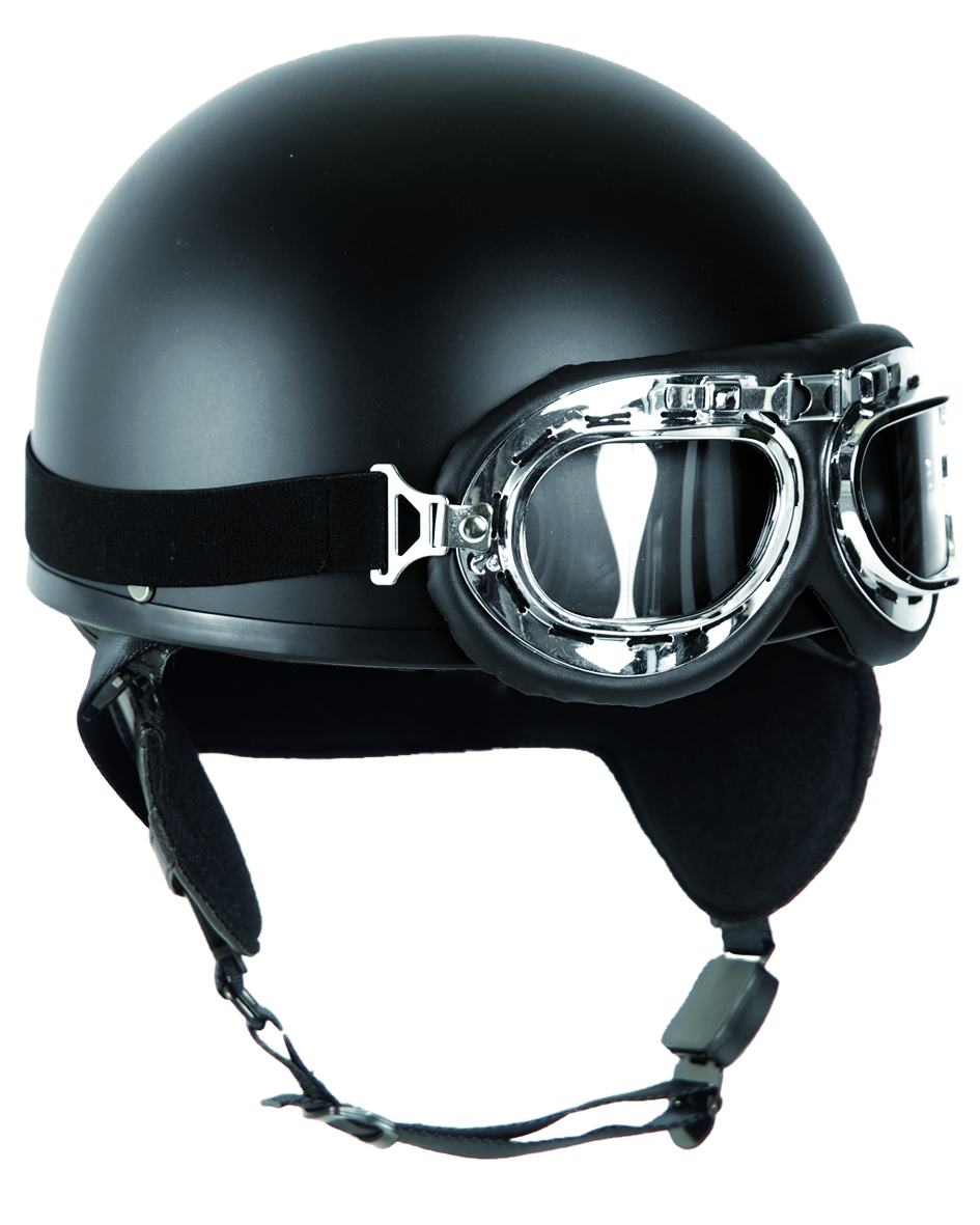 Helma moto retro černá s brýlemi